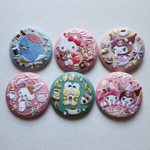Sanrio Hello Kitty Lot of 6 Embroidered Can Badge Button Pin Japan Kawaii Anime